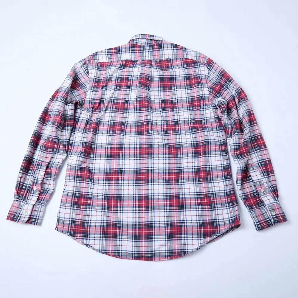 Ralph Lauren Oxford Flesh Pony Classic Fit Long Sleeve Plaid Button Up Shirt L